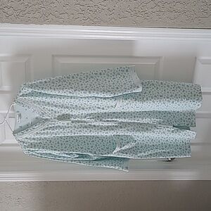 Miss Elaine Robe Blue Floral Zip Front Size Large